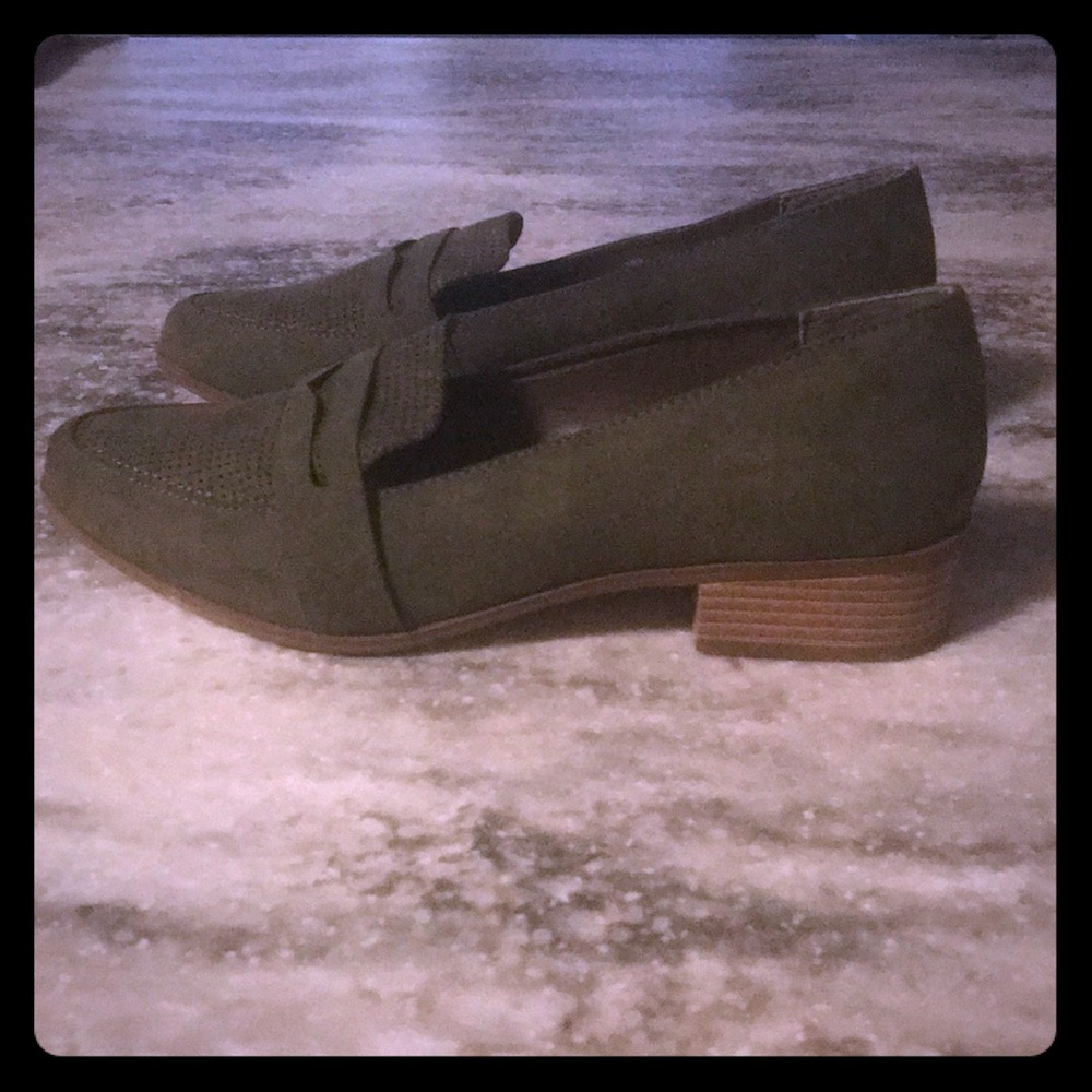 Army green loafers